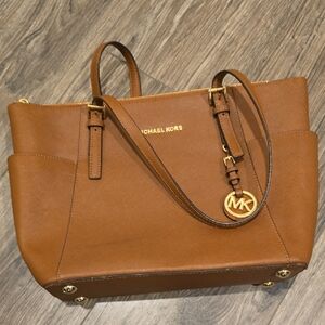 Michael Kors Brown Tote with Gold Hardware